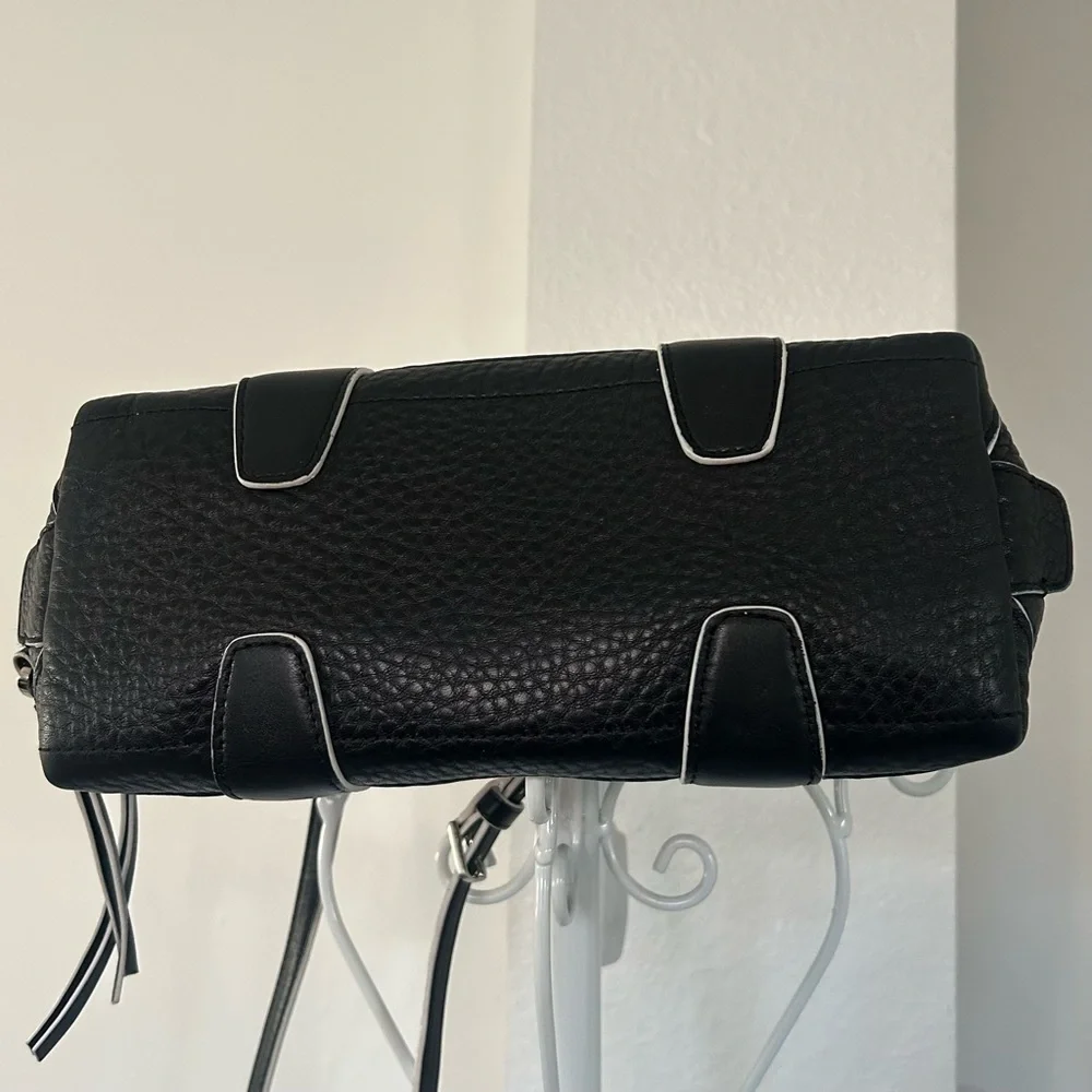 Coach Bleecker Mini Preston Black White Edgepaint Leather Satchel Bag 30344 - Picture 7 of 15